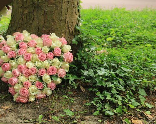 Heart shaped sympathy flowers